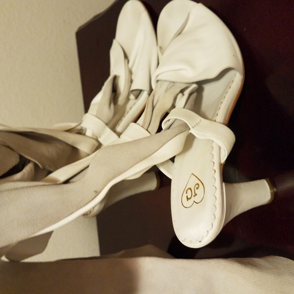 White strap up sandals